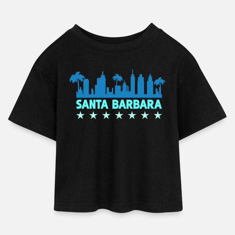 Conception de la Skyline côtière de Santa Barbara - T-shirt Crop Top en jersey Enfant - noir