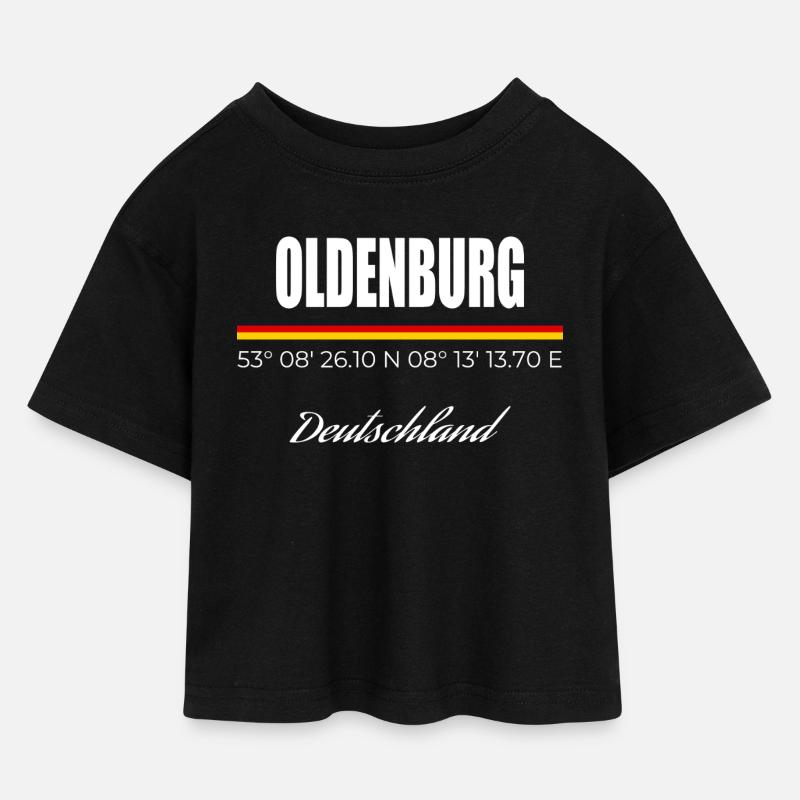 Oldenburg - Kinder Cropped Jersey T-Shirt - Schwarz