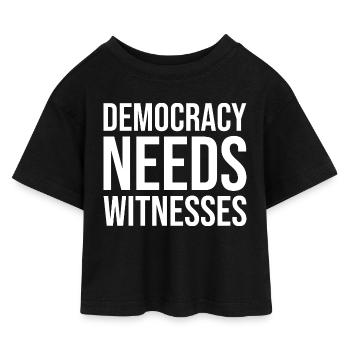 Demokratie braucht Zeugen der Pressefreiheit - Kinder Cropped Jersey T-Shirt - Schwarz - Vorne