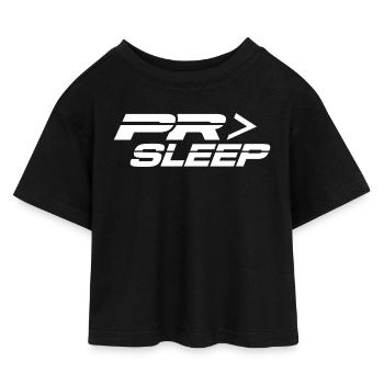 PR > Sleep | Powerlifting Powerlifting Gift Gym  - Kids’ Cropped Jersey T-Shirt - black - Front