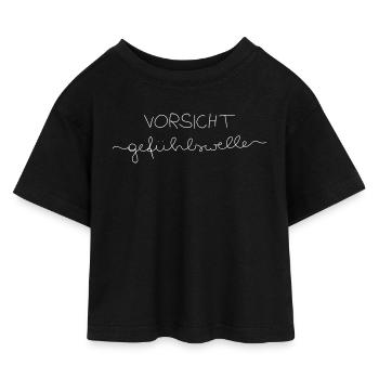 Vorsicht Gefühlswellen - Kinder Cropped Jersey T-Shirt - Schwarz - Vorne