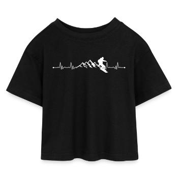 Mountain Pulse Snowboarder - Kinder Cropped Jersey T-Shirt - Schwarz - Vorne