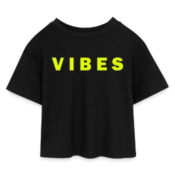 Elektrische neon vibesDesign - Kinderen cropped jersey T-shirt - zwart - Voor