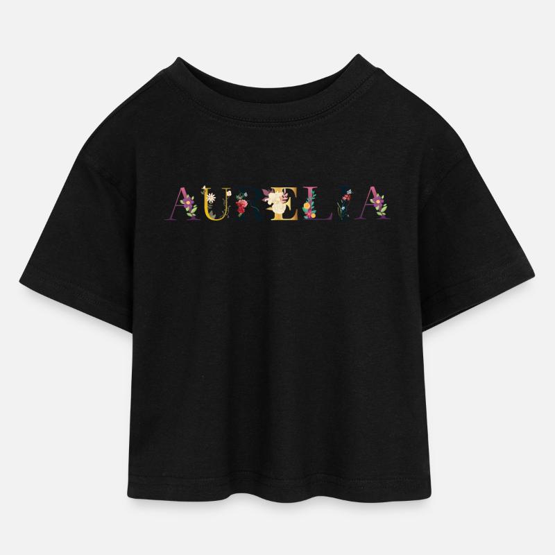 Aurelia - Kinder Cropped Jersey T-Shirt - Schwarz