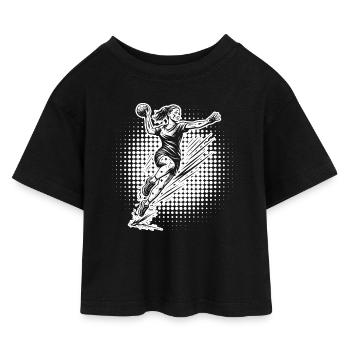 Handball Stil für jeden Anlass fuer Frauen - Kinder Cropped Jersey T-Shirt - Schwarz - Vorne
