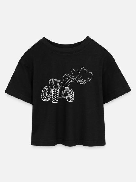 traktor - Cropped jersey-T-shirt til børn - sort