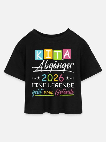 Kita Abgänger 2026 - Kinder Cropped Jersey T-Shirt - Schwarz