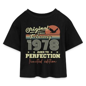Birthday February 1978 - Kids’ Cropped Jersey T-Shirt - black - Front