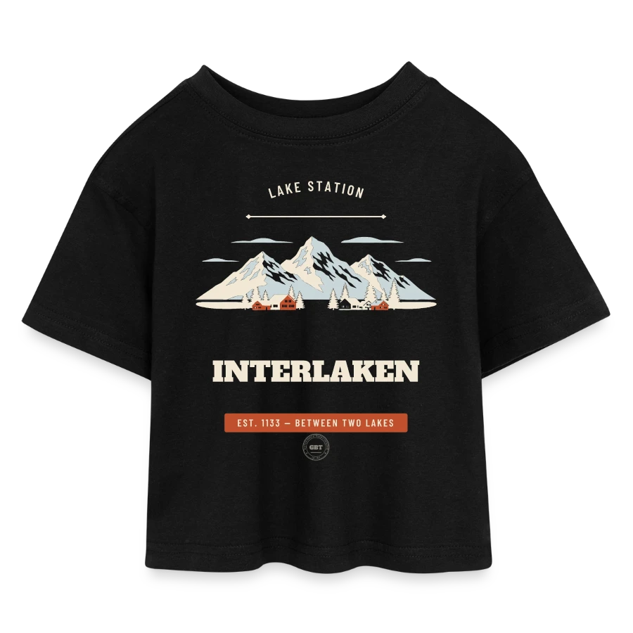 Interlaken-märke på en kids’ cropped jersey t-shirt, black