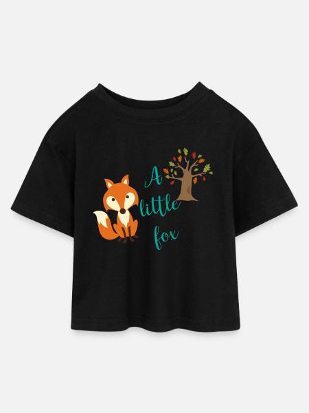 A little Fox - Kids’ Cropped Jersey T-Shirt - black