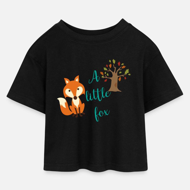 A little Fox - Kinder Cropped Jersey T-Shirt - Schwarz