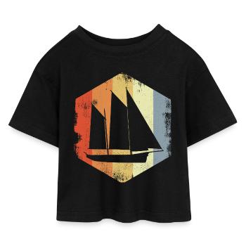 Segelschiff - Kinder Cropped Jersey T-Shirt - Schwarz - Vorne