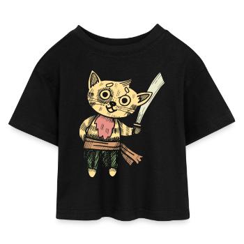 chat pirate chat dur chemise drôle - T-shirt Crop Top en jersey Enfant - noir - Devant