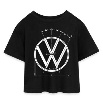 Volkswagen VW Logo Bleu Graphique De Construction - T-shirt Crop Top en jersey Enfant - noir - Devant