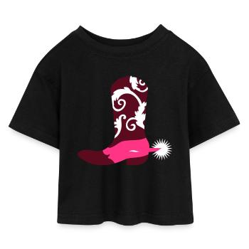 Cowboy boots - Kids’ Cropped Jersey T-Shirt - black - Front