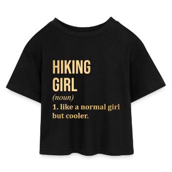 Hiking - Kids’ Cropped Jersey T-Shirt - black - Front