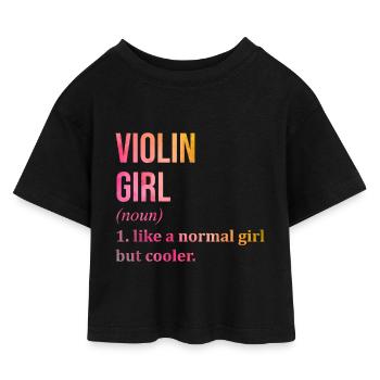violon - T-shirt Crop Top en jersey Enfant - noir - Devant