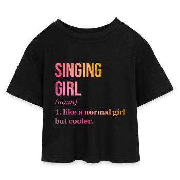 Sänger - Kinder Cropped Jersey T-Shirt - Schwarz - Vorne