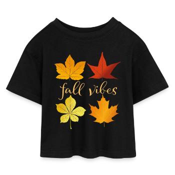 Fall Vibes - Kids’ Cropped Jersey T-Shirt - black - Front