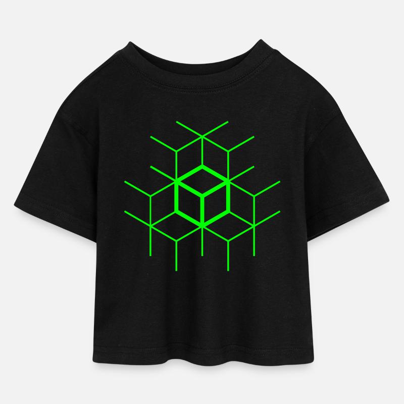 Cubes simples web - T-shirt Crop Top en jersey Enfant - noir