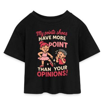 Ballett Liebende Ballettschuhe und Meinungen - Kinder Cropped Jersey T-Shirt - Schwarz - Vorne