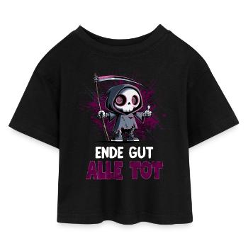 Tout est mort – Black Grim Reaper Humour - T-shirt Crop Top en jersey Enfant - noir - Devant