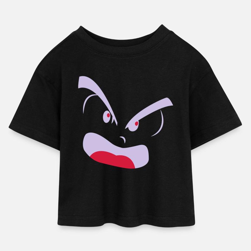 wütend - Kinder Cropped Jersey T-Shirt - Schwarz