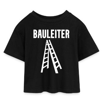 Bauleiter Leiter Wortspiel - Kinder Cropped Jersey T-Shirt - Schwarz - Vorne