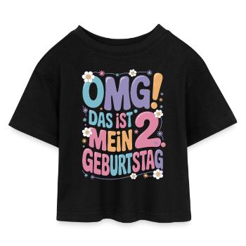 2. Geburtstag Mädchen Das Ist Mein 2. Geburtstag - Kinder Cropped Jersey T-Shirt - Schwarz - Vorne