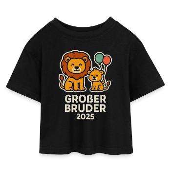 Großer Bruder 2025 – Löwen Geschwister Shirt - Kinder Cropped Jersey T-Shirt - Schwarz - Vorne