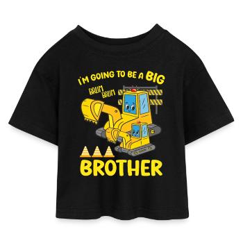 Gravemaskine Barn Klar Til At Blive Storebror - Cropped jersey-T-shirt til børn - sort - Foran