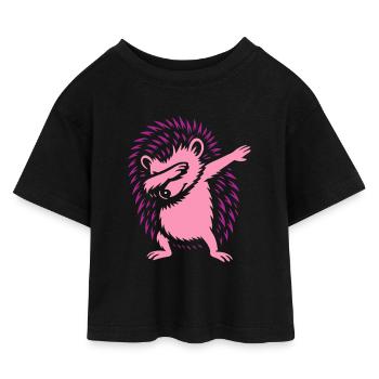 Dabbing Hérisson - Dab Dance - Cadeau - T-shirt Crop Top en jersey Enfant - noir - Devant