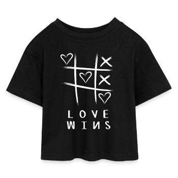 Love wins - Kinder Cropped Jersey T-Shirt - Schwarz - Vorne