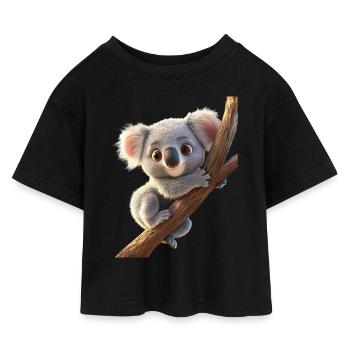 Koala Bär Australien Koalabär Süße Koala Bären - Kinder Cropped Jersey T-Shirt - Schwarz - Vorne
