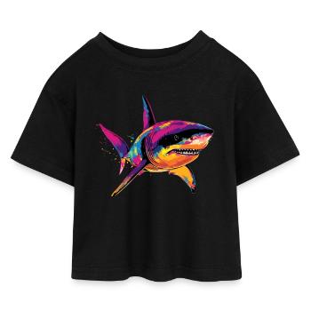 requin requin tigre requin plongeur requins mignons grand requin blanc - T-shirt Crop Top en jersey Enfant - noir - Devant