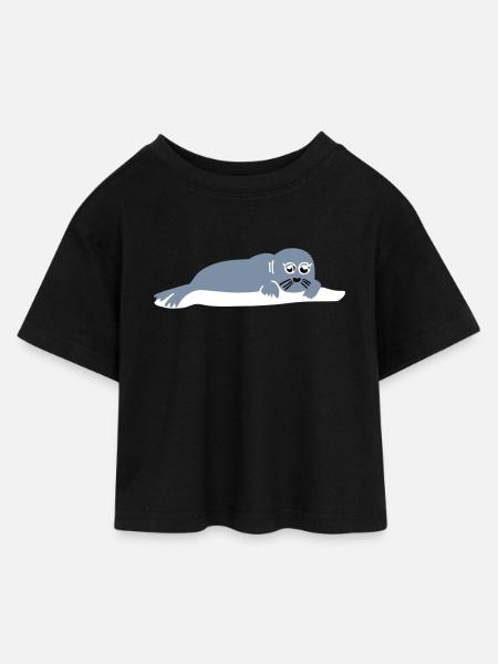 seal 2 - T-shirt Crop Top en jersey Enfant - noir