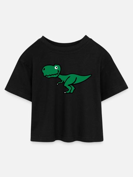 T-Rex - Kids’ Cropped Jersey T-Shirt - black