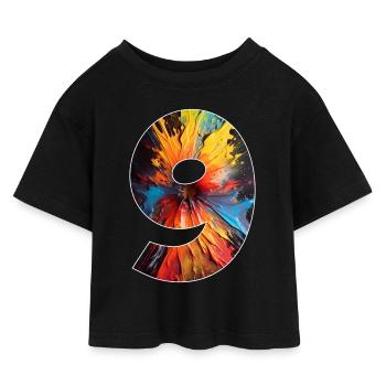 NUMMER 9 JAHRE 9. GEBURTSTAG - Kinder Cropped Jersey T-Shirt - Schwarz - Vorne