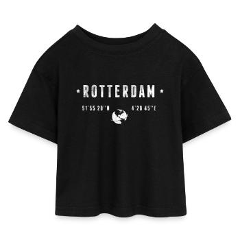 Rotterdam - Kinder Cropped Jersey T-Shirt - Schwarz - Vorne