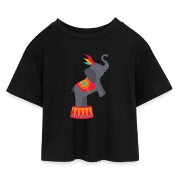 Farbenfroher Zirkuselefant - Kinder Cropped Jersey T-Shirt - Schwarz - Vorne