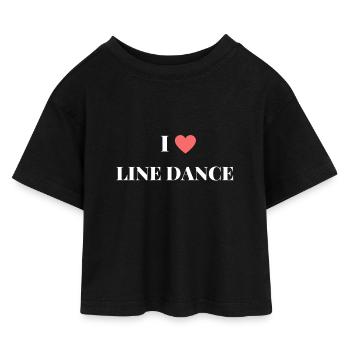 I love Line Dance - Motto-Shirt - Kinder Cropped Jersey T-Shirt - Schwarz - Vorne