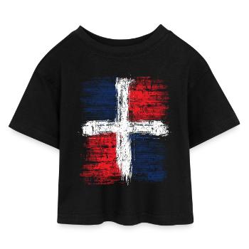 République Dominicaine - T-shirt Crop Top en jersey Enfant - noir - Devant