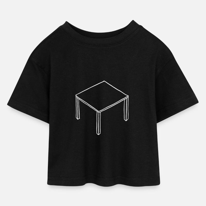 Table white - Kids’ Cropped Jersey T-Shirt - black