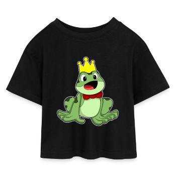 Frosch Krone - Kinder Cropped Jersey T-Shirt - Schwarz - Vorne