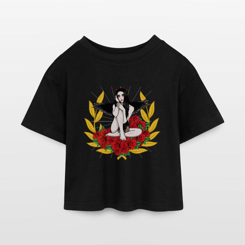 Devilish Devil Woman Satan's Roast Devil Kids’ Cropped Jersey T-Shirt