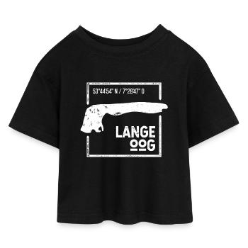 Langeoog | Island silhouette stamp design - Kids’ Cropped Jersey T-Shirt - black - Front