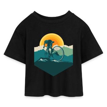 Rennrad - Rennradfahrer - Kinder Cropped Jersey T-Shirt - Schwarz - Vorne