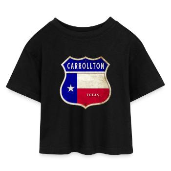 Design du drapeau Carrollton Texas Crest - T-shirt Crop Top en jersey Enfant - noir - Devant