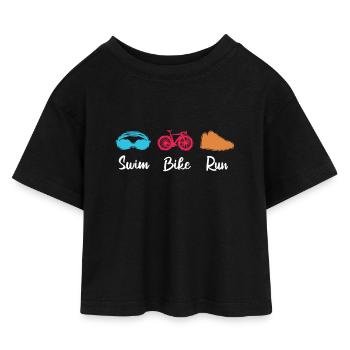 Triathlete - Kids’ Cropped Jersey T-Shirt - black - Front