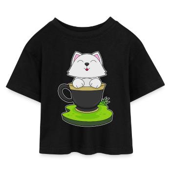 Coupe Cat - T-shirt Crop Top en jersey Enfant - noir - Devant
